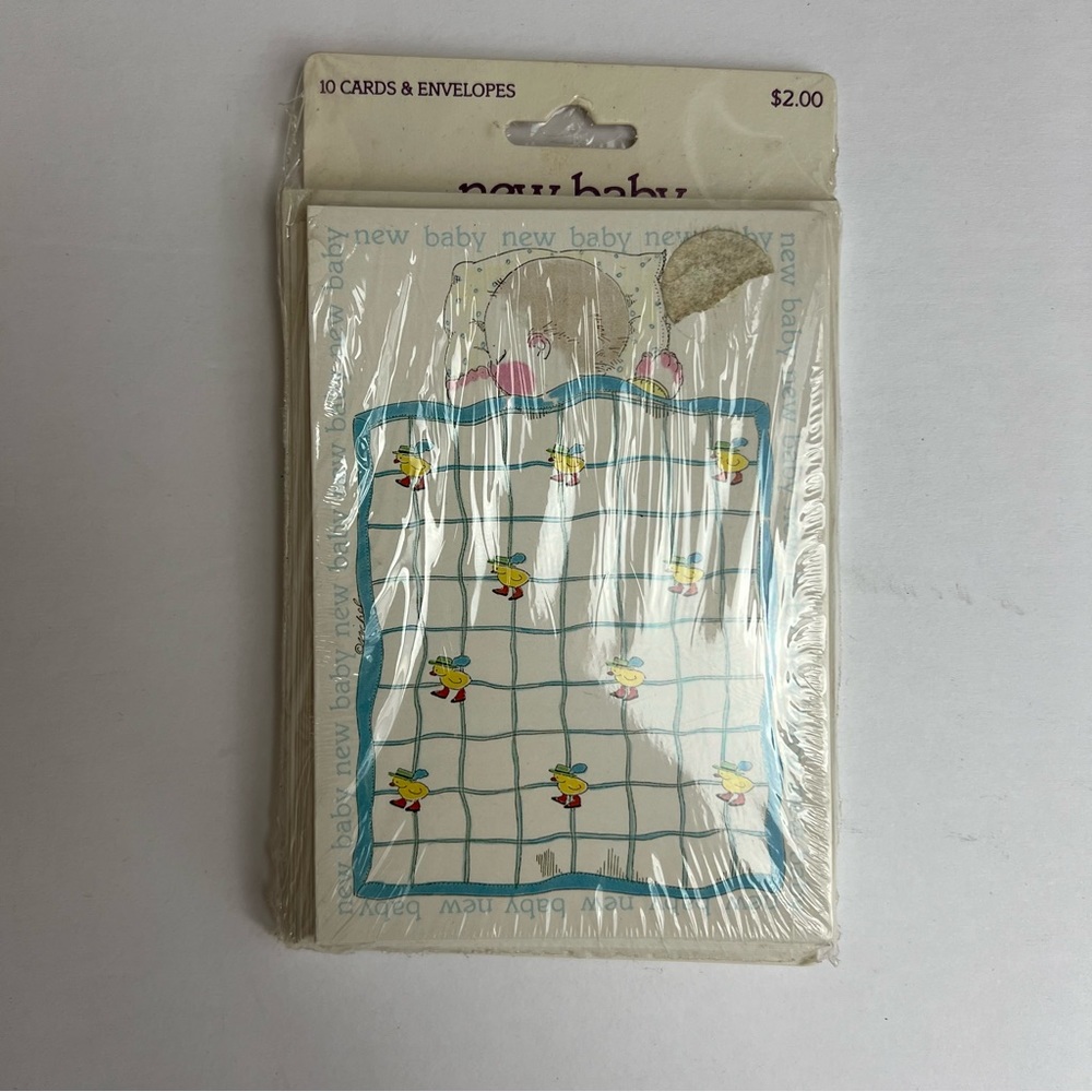 Vintage 1980s Birth Announcements 10 Cards & Envelopes New in Package
